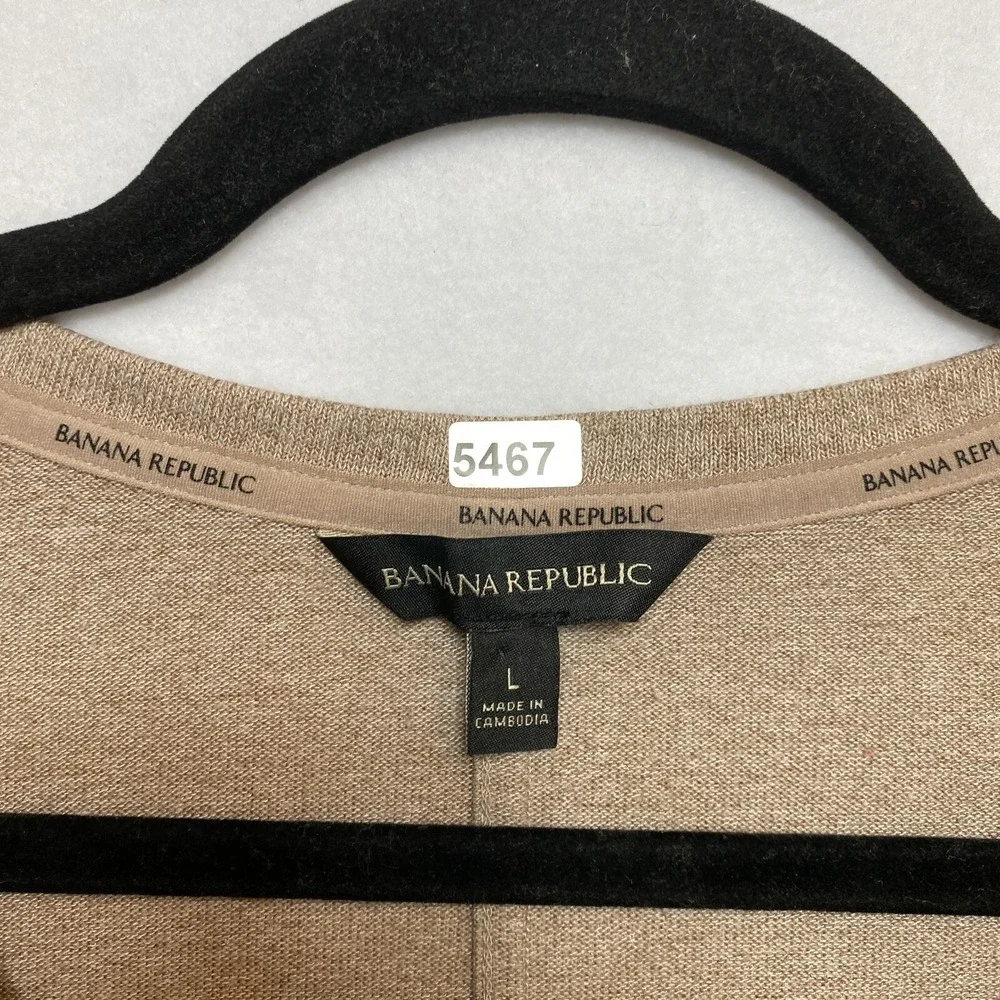 Banana Republic Knit Top Shirt Womens Large Tan Long Sleeve Pullover